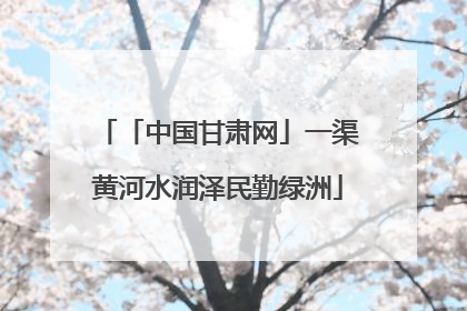 「中国甘肃网」一渠黄河水润泽民勤绿洲