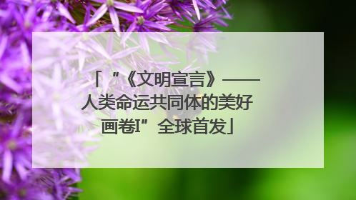 “《文明宣言》——人类命运共同体的美好画卷I”全球首发