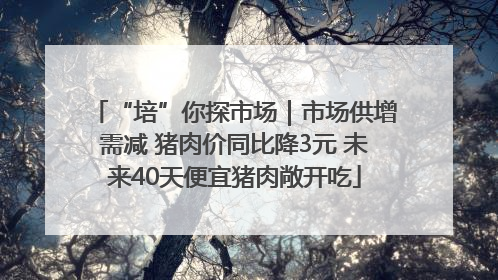 “培”你探市场｜市场供增需减 猪肉价同比降3元 未来40天便宜猪肉敞开吃