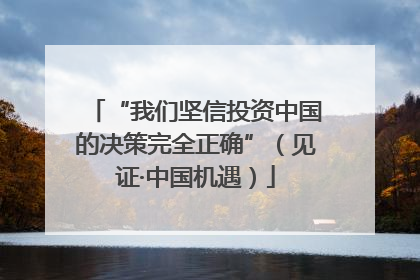 “我们坚信投资中国的决策完全正确”（见证·中国机遇）