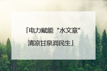 电力赋能“水文章” 清凉甘泉润民生