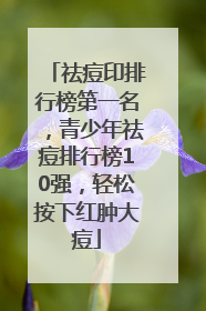 祛痘印排行榜第一名，青少年祛痘排行榜10强，轻松按下红肿大痘