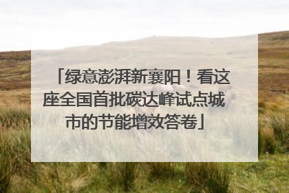 绿意澎湃新襄阳！看这座全国首批碳达峰试点城市的节能增效答卷