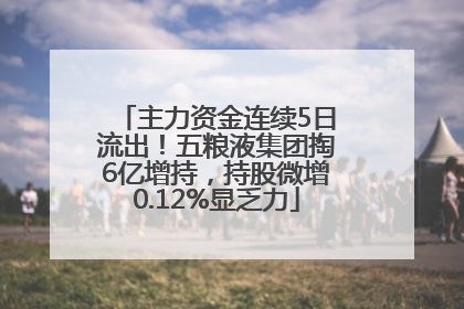主力资金连续5日流出！五粮液集团掏6亿增持，持股微增0.12%显乏力