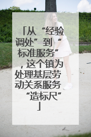 从“经验调处”到“标准服务”，这个镇为处理基层劳动关系服务“造标尺”
