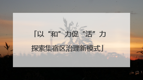 以“和”力促“活”力 探索集宿区治理新模式
