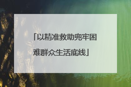以精准救助兜牢困难群众生活底线