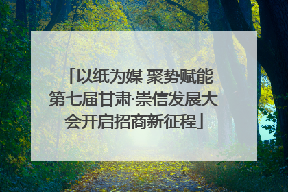 以纸为媒 聚势赋能 第七届甘肃·崇信发展大会开启招商新征程