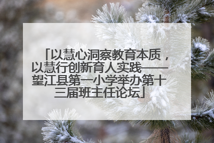 以慧心洞察教育本质，以慧行创新育人实践——望江县第一小学举办第十三届班主任论坛
