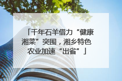 千年石羊借力“健康湘菜”突围，湘乡特色农业加速“出省”