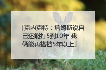 克内克特：詹姆斯说自己还能打5到10年 我俩能再搭档5年以上