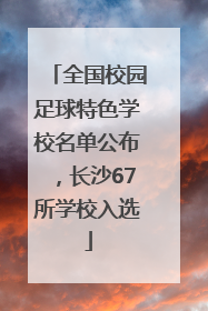 全国校园足球特色学校名单公布，长沙67所学校入选