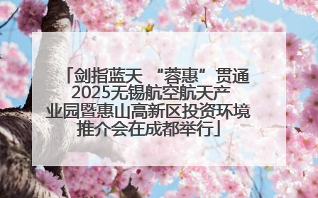 剑指蓝天 “蓉惠”贯通 2025无锡航空航天产业园暨惠山高新区投资环境推介会在成都举行