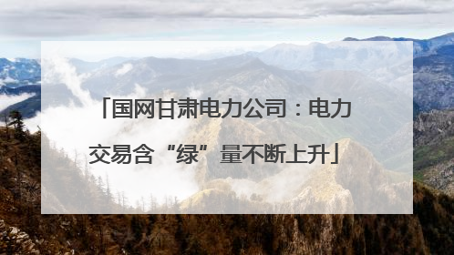 国网甘肃电力公司：电力交易含“绿”量不断上升