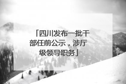四川发布一批干部任前公示，涉厅级领导职务