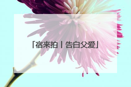 宿来拍丨告白父爱