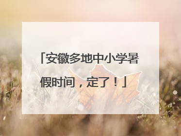 安徽多地中小学暑假时间，定了！