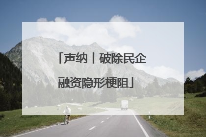 声纳丨破除民企融资隐形梗阻