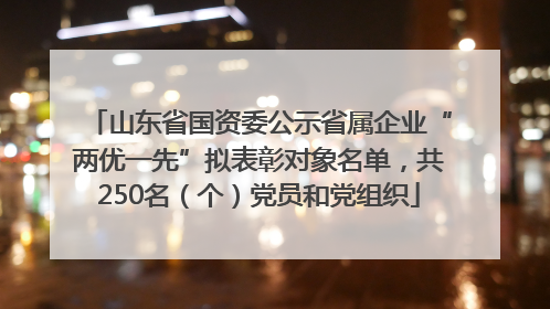山东省国资委公示省属企业“两优一先”拟表彰对象名单，共250名（个）党员和党组织