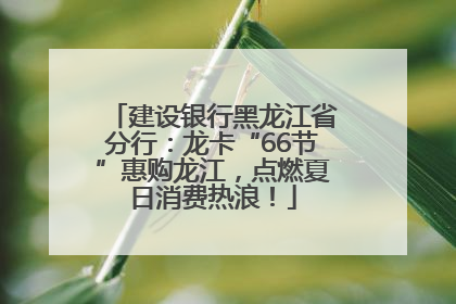 建设银行黑龙江省分行：龙卡“66节”惠购龙江，点燃夏日消费热浪！