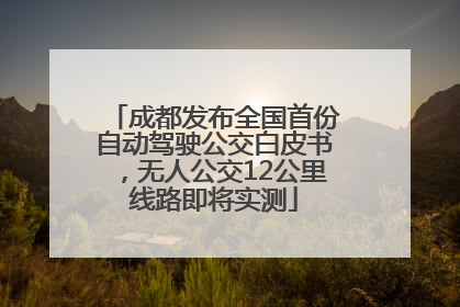 成都发布全国首份自动驾驶公交白皮书，无人公交12公里线路即将实测