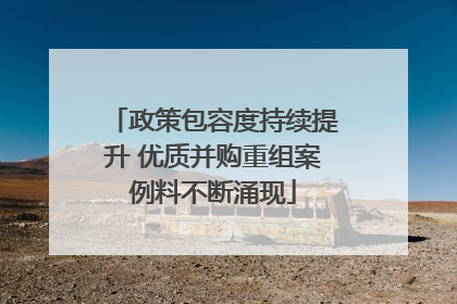 政策包容度持续提升 优质并购重组案例料不断涌现