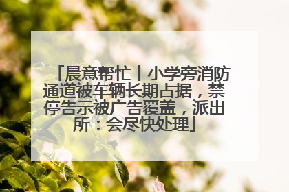 晨意帮忙丨小学旁消防通道被车辆长期占据，禁停告示被广告覆盖，派出所：会尽快处理