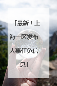 最新！上海一区发布人事任免信息