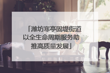 潍坊寒亭固堤街道以全生命周期服务助推高质量发展