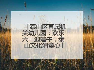 泰山区直属机关幼儿园：欢乐六一迎端午，泰山文化润童心