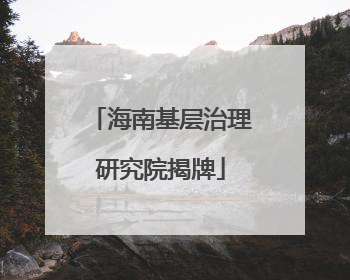 海南基层治理研究院揭牌