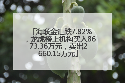 海联金汇跌7.82%，龙虎榜上机构买入8673.36万元，卖出2660.15万元