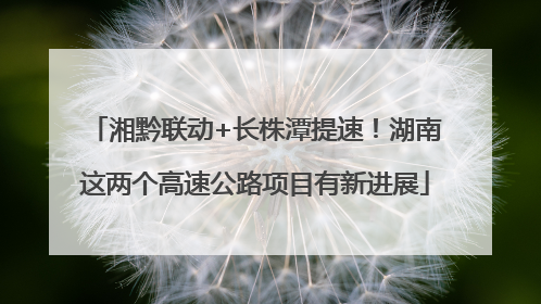 湘黔联动+长株潭提速！湖南这两个高速公路项目有新进展