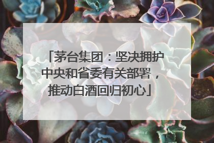 茅台集团：坚决拥护中央和省委有关部署，推动白酒回归初心