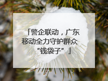 警企联动，广东移动全力守护群众“钱袋子”