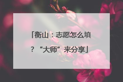 衡山：志愿怎么填？“大师”来分享