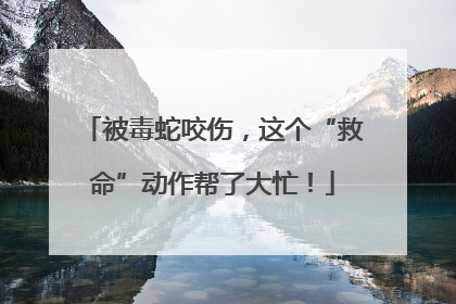 被毒蛇咬伤，这个“救命”动作帮了大忙！