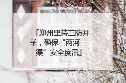 郑州坚持三防并举，确保“两河一渠”安全度汛