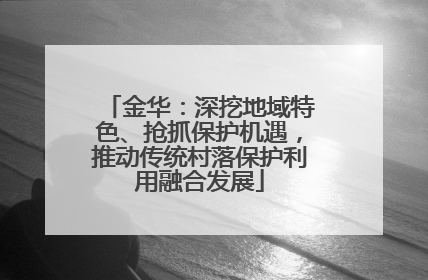 金华：深挖地域特色、抢抓保护机遇，推动传统村落保护利用融合发展