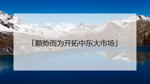 顺势而为开拓中东大市场