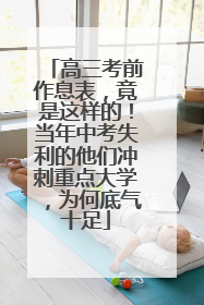 高三考前作息表，竟是这样的！当年中考失利的他们冲刺重点大学，为何底气十足