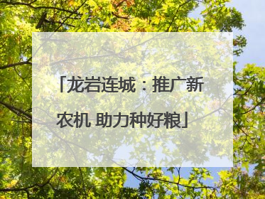 龙岩连城：推广新农机 助力种好粮