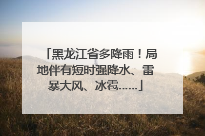 黑龙江省多降雨！局地伴有短时强降水、雷暴大风、冰雹……