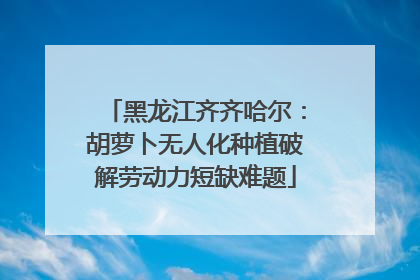 黑龙江齐齐哈尔：胡萝卜无人化种植破解劳动力短缺难题