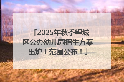 2025年秋季鲤城区公办幼儿园招生方案出炉！范围公布！