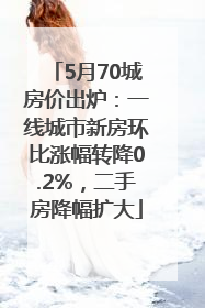 5月70城房价出炉：一线城市新房环比涨幅转降0.2%，二手房降幅扩大